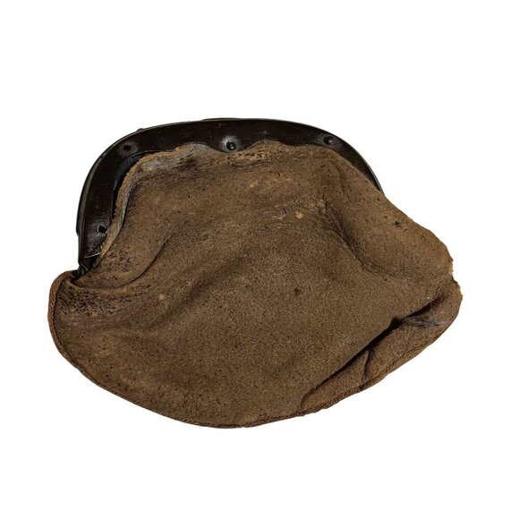 Antique 1900s Genuine Leather TINY 4" SNAP Coin RELIC STEAMPUNK WALLET - Picture 1 of 9